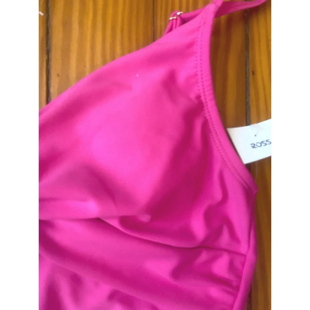NWT Dorian Swim Womens Hot Pink Twist‎ Front Tankini Top Small